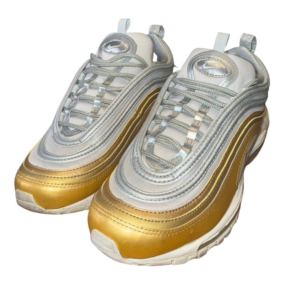 Nike Air Max 97 Vast Gray Gold Womens Size 6.5 Athletic Running Shoes Sneakers